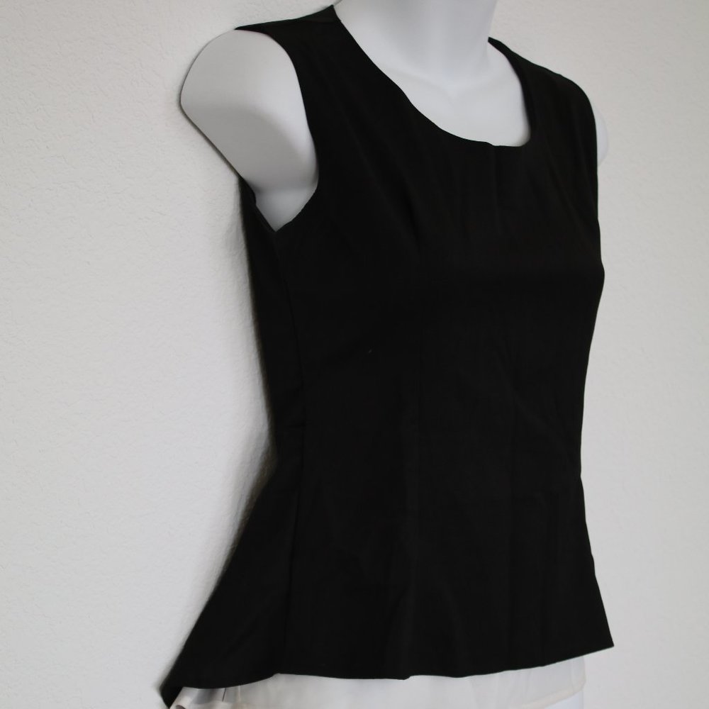 HIGH LOW BLOUSE TOP Chiffon Black & White - Size S